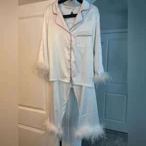 Bridal Feather Silk Pajama Set